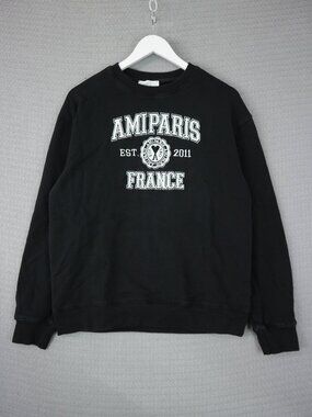 AMI Paris France Spellout Collegiate Style Sweater Black